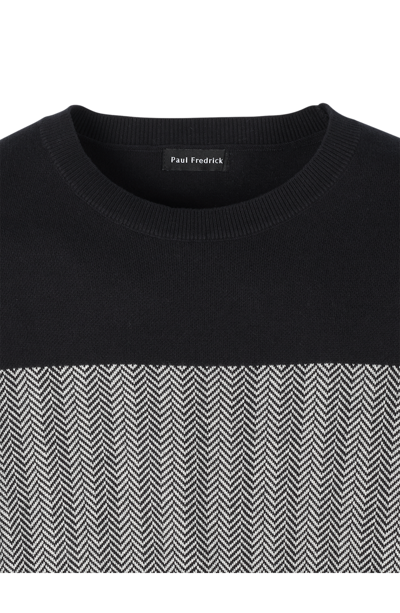 Paul Fredrick Cotton Crewneck Sweater, Alternate, color, Black/Ivory