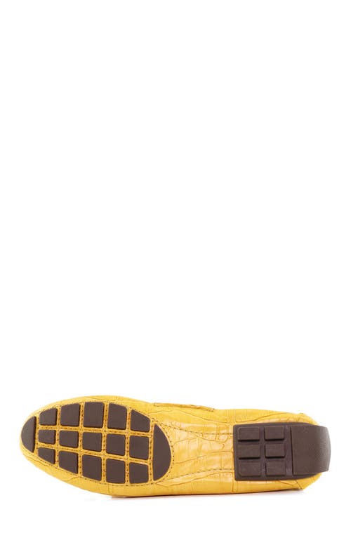 Marc Joseph New York Cypress Hill Croco Tiebow Driver Loafer In Yellow