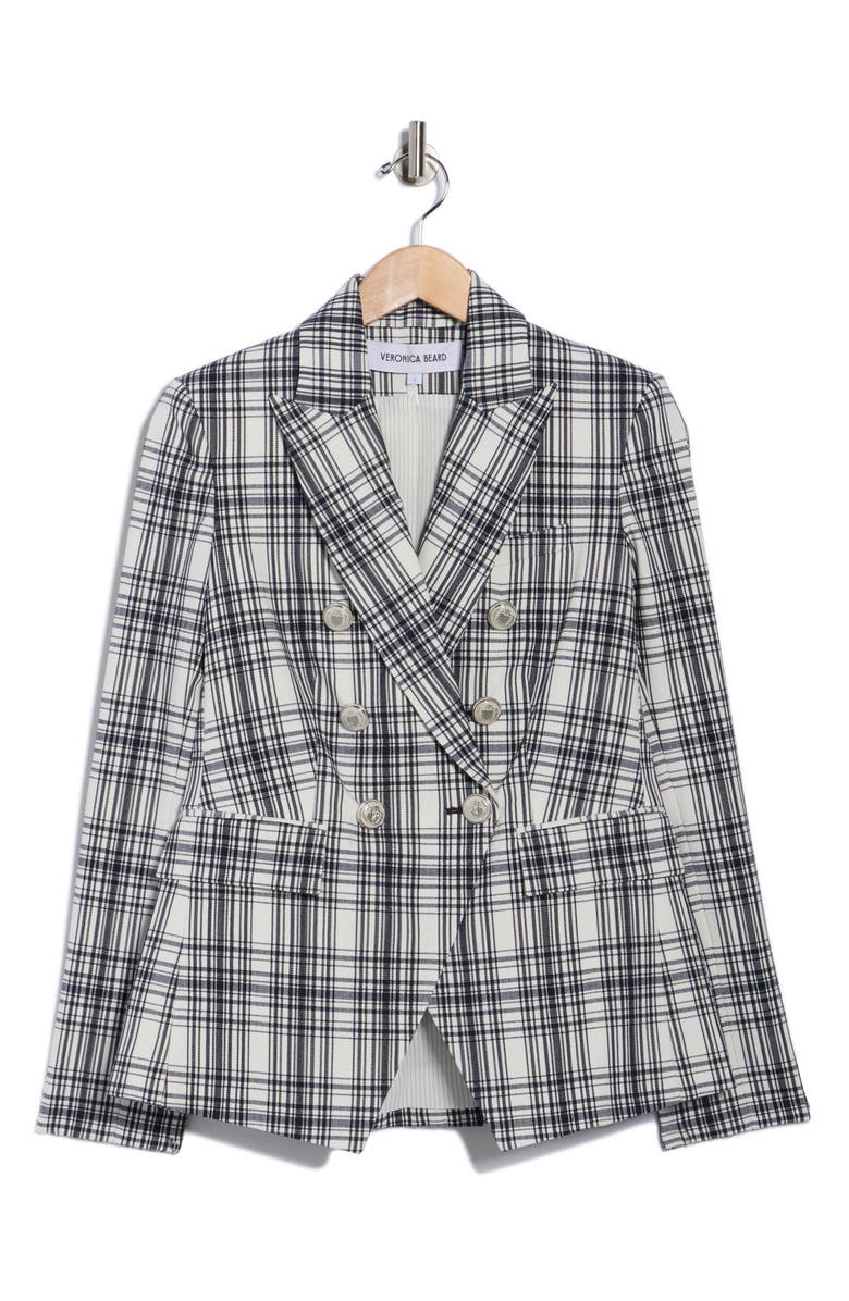 Veronica Beard Miller Plaid Wool Blend Dickey Jacket, Alternate, color, Ivory/ Navy