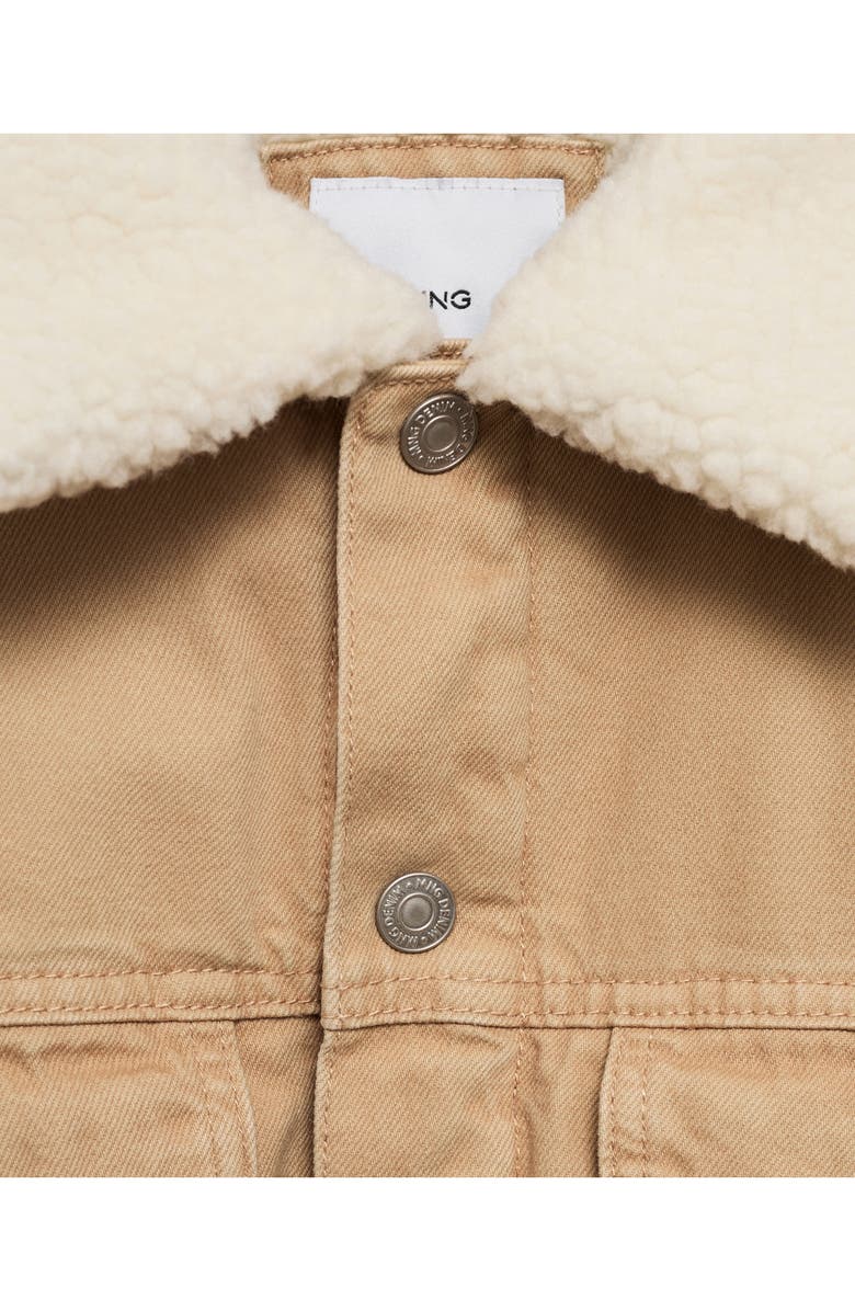 MANGO Denim Trucker Jacket with Faux Shearling Collar, Alternate, color,