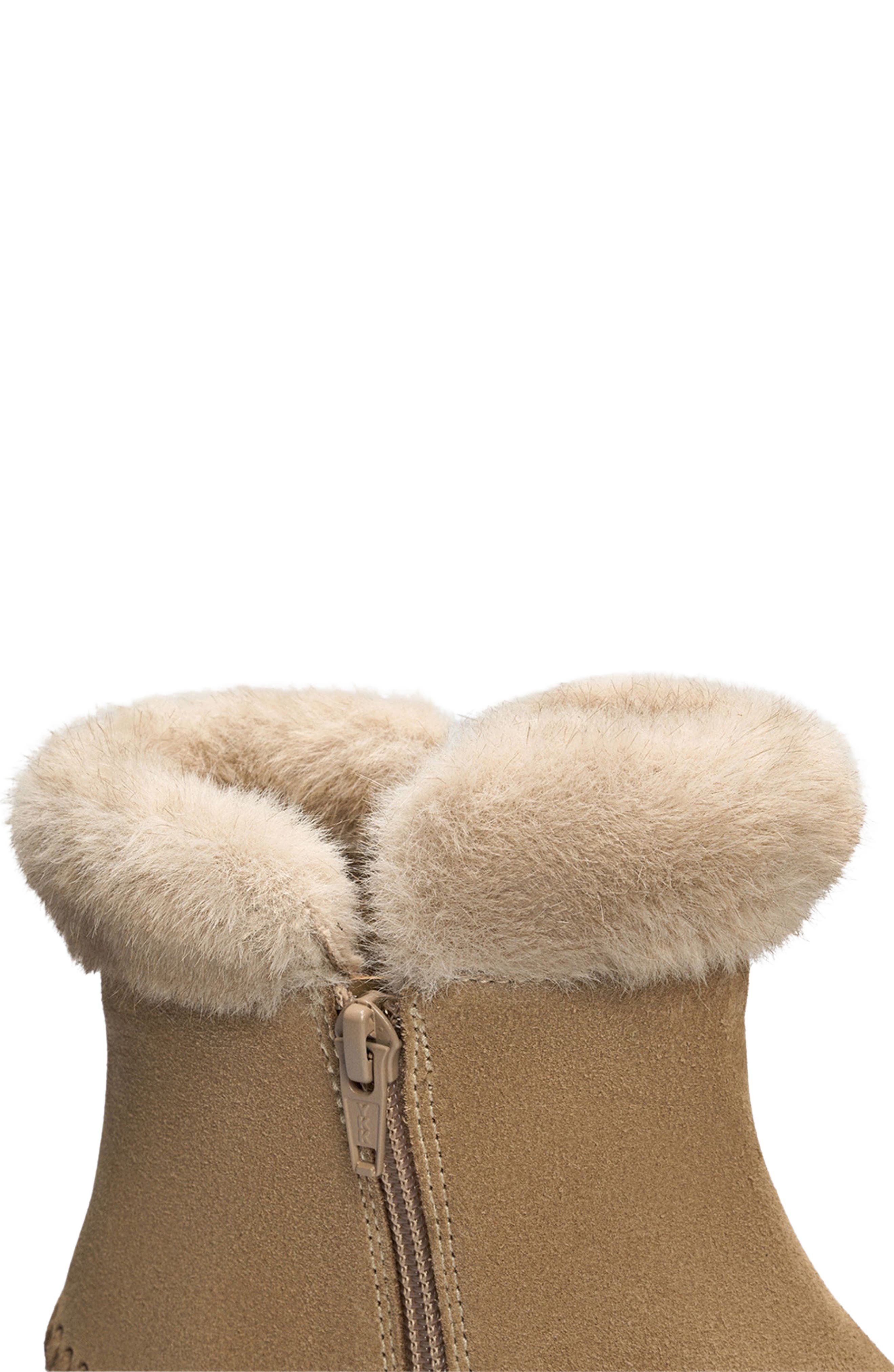 Jelavu Jenny Faux Fur Lined Whipstitch Suede Boot, Alternate, color, Sand