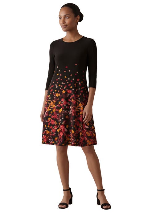 Stretch Knit Three-Quarter Sleeve T-Shirt Dress (Plus)