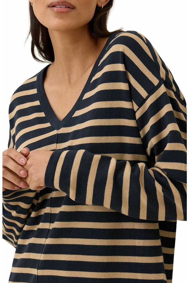 Organic Cotton Classic Fine Knit Relaxed Sweater, Alternate, color, Encinitas Stripe Midnight Blue