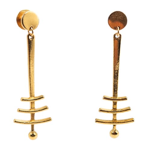 Vintage 1970s Costume Gold Geometric Drop Earrings