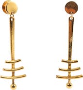 MADISON BEVERLY HILLS Vintage 1970s Costume Gold Geometric Drop Earrings