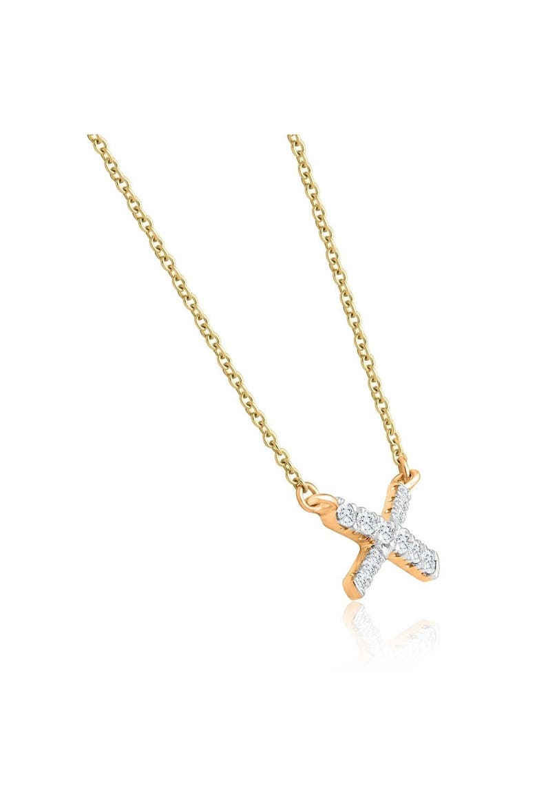 1/5Ct TW Diamond X Cross Pendant Gold Women's Necklace 18" Lab Grown, Alternate, color, 10k yellow Gold