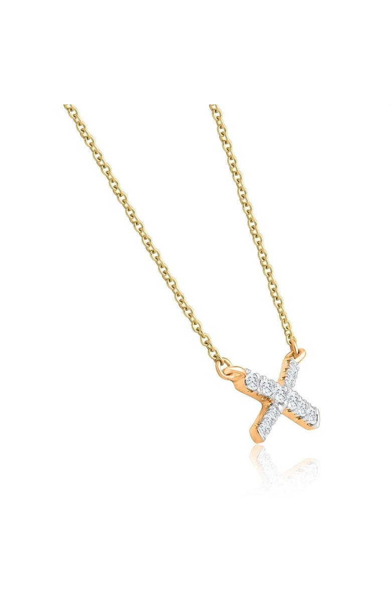 Bliss Diamond 1/5Ct TW Diamond X Cross Pendant Gold Women's Necklace 18" Lab Grown, Alternate, color, 10K Yellow Gold