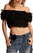 Lucky Brand Layered Mesh Party Crop Top