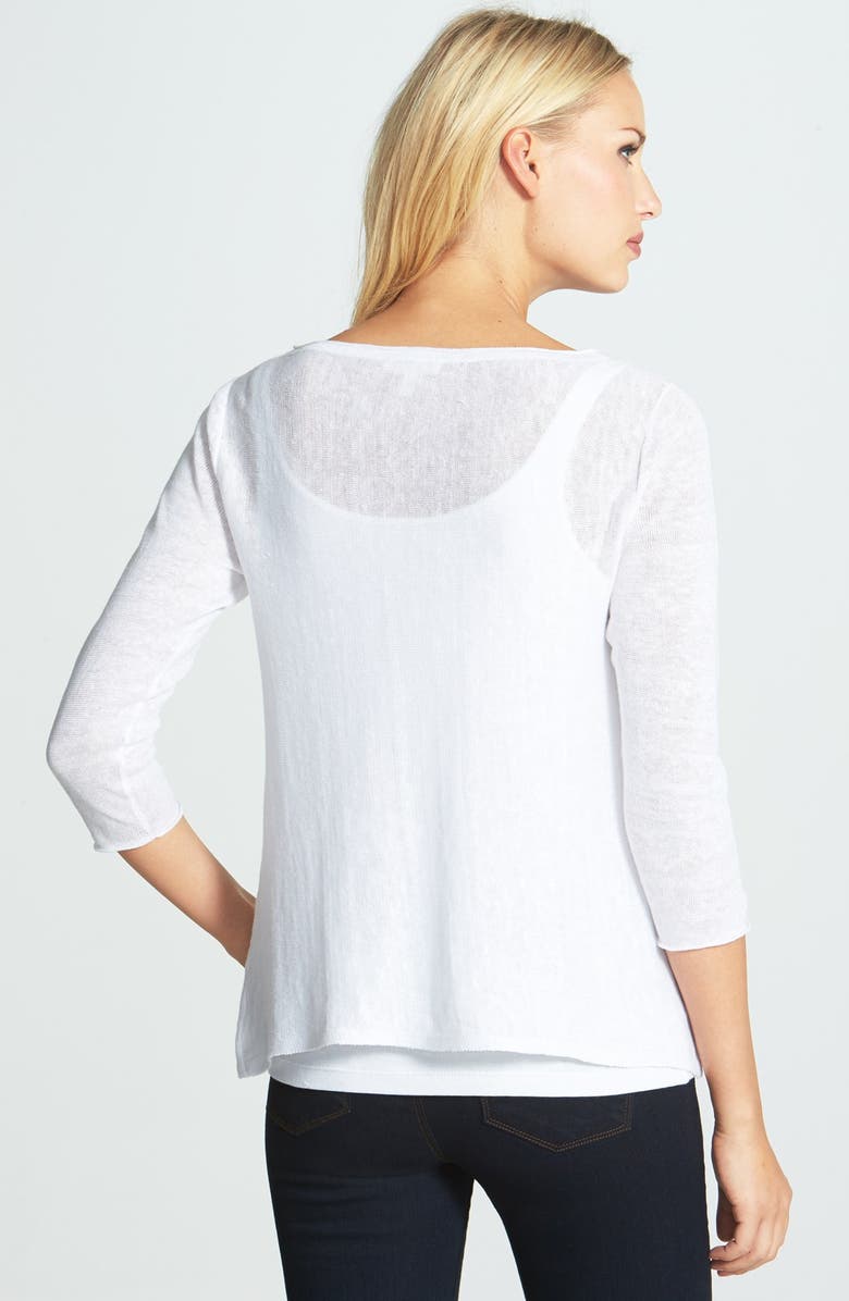 Eileen Fisher Bateau Neck Organic Linen Top, Alternate, color, 