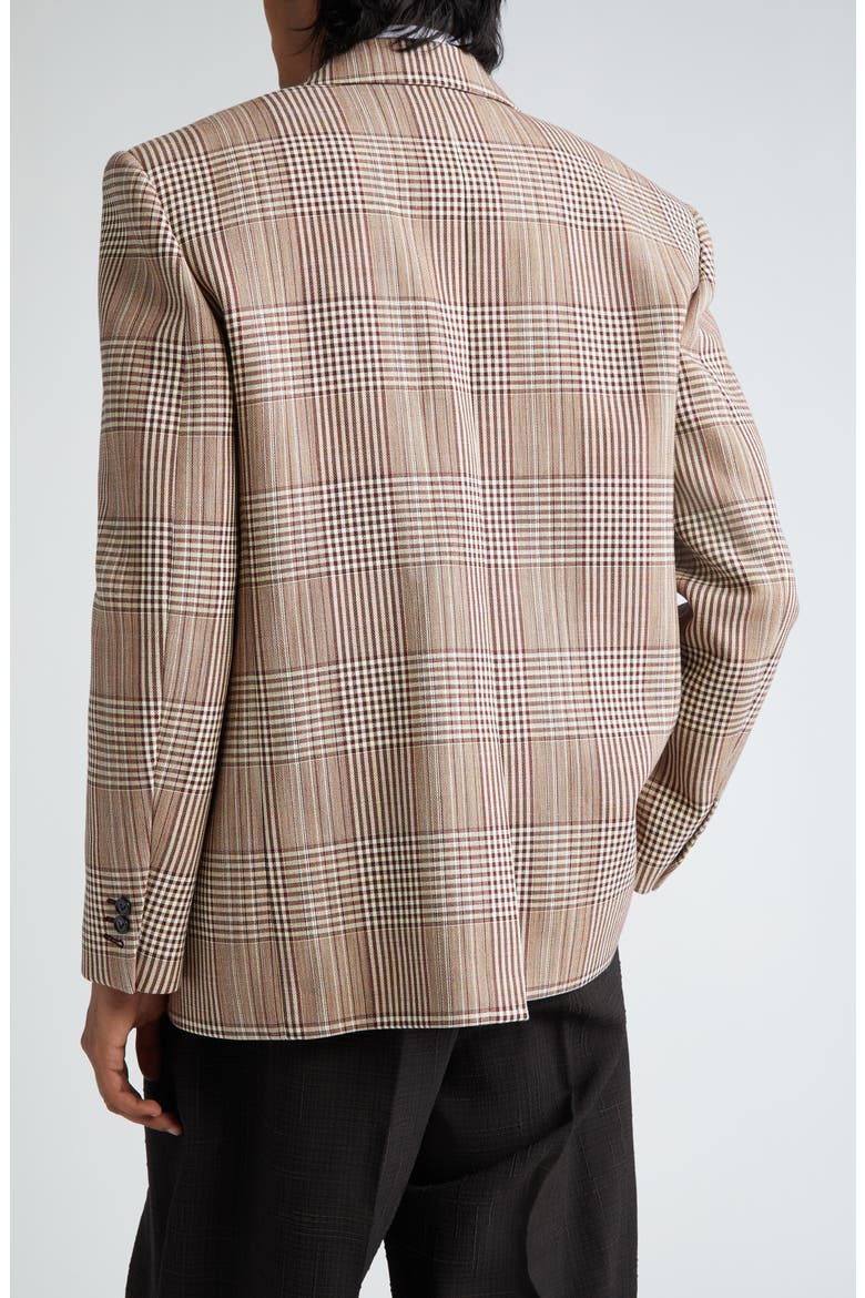 Relaxed Fit Check Double Face Cotton Blend Blazer, Alternate, color, BROWN/ WHITE/ YELLOW