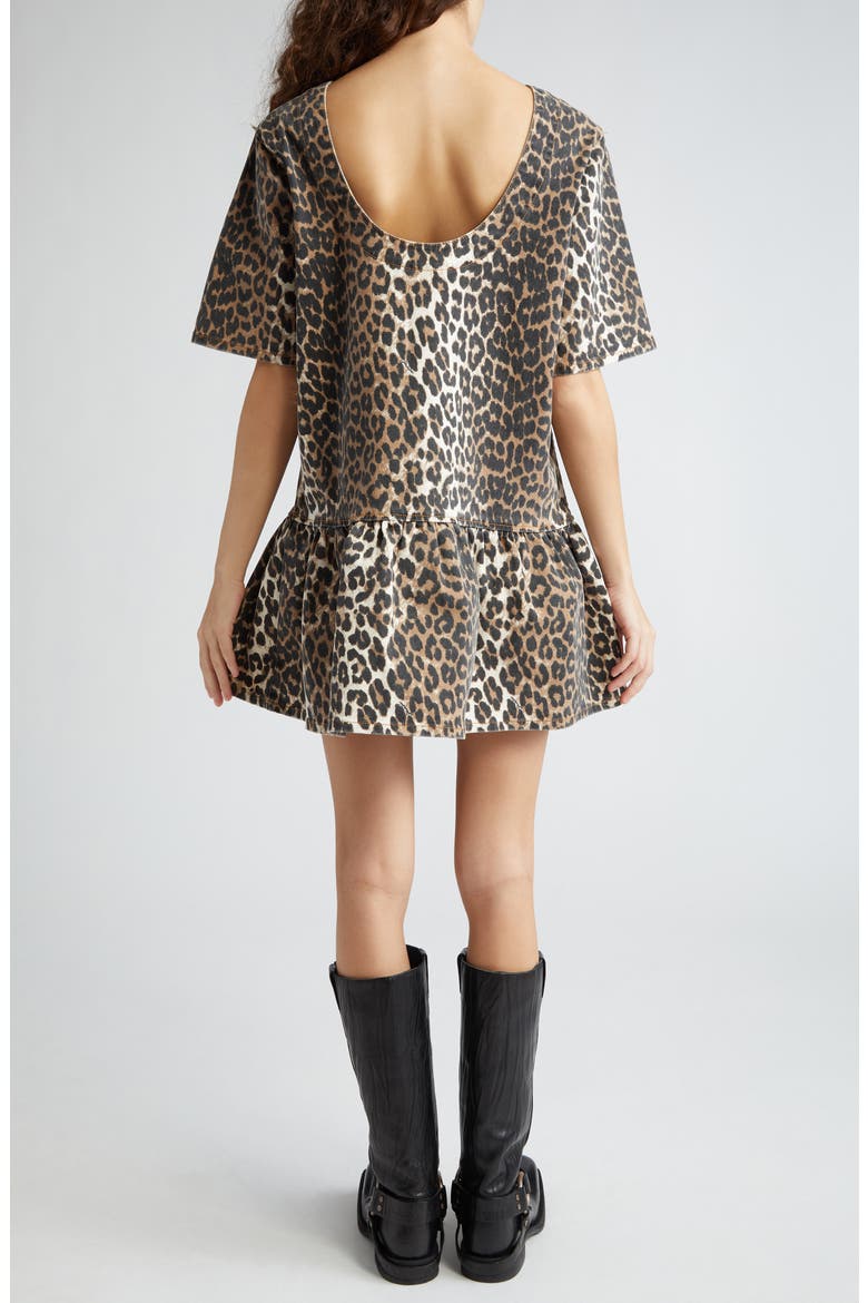 Leopard Print Open Back Organic Cotton Stretch Twill Minidress, Alternate, color, LEOPARD