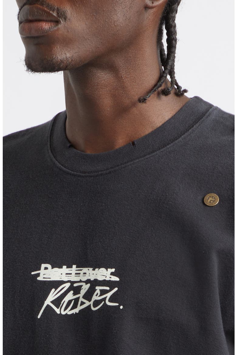 x Birkenstock The Rebel Distressed Graphic T-Shirt, Alternate, color, BLACK