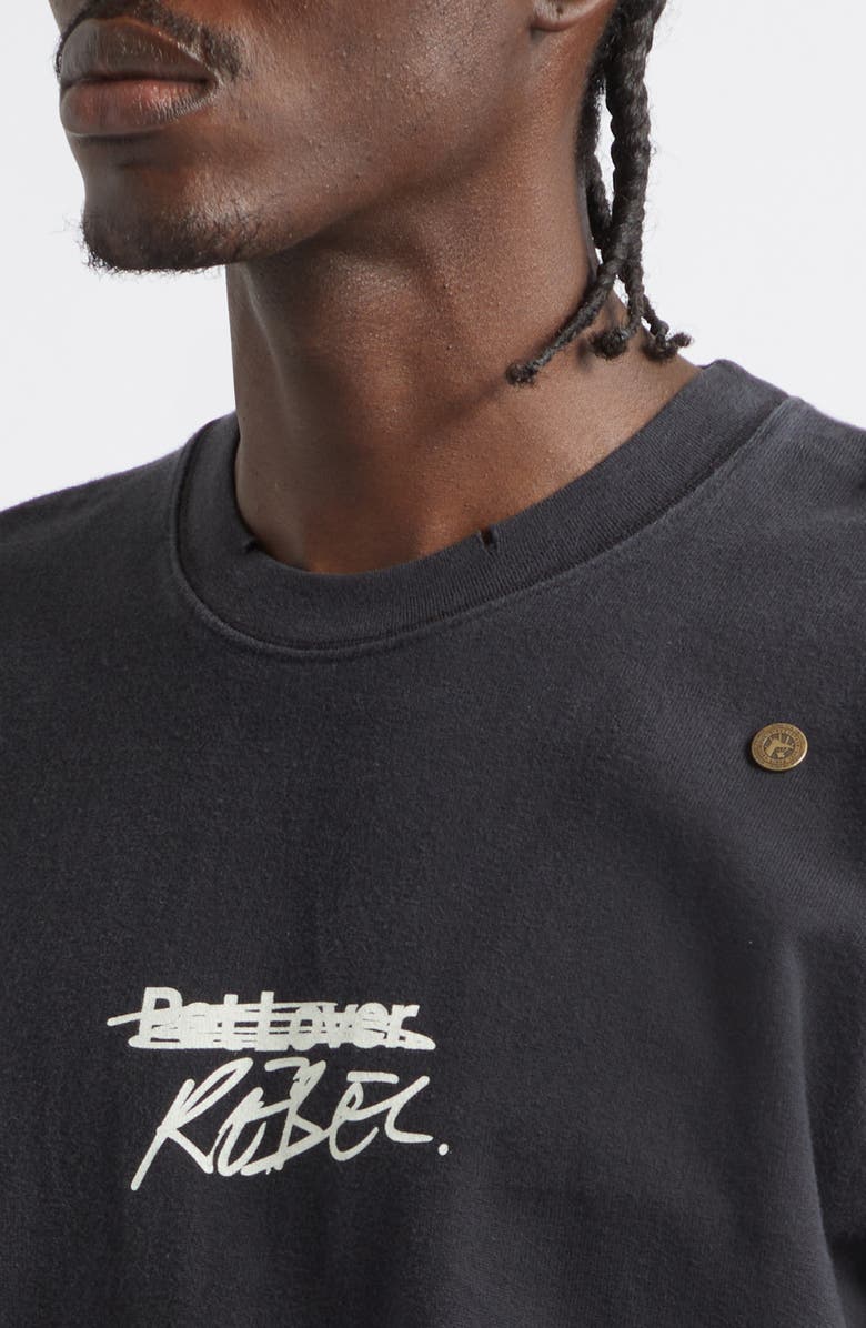 SONG FOR THE MUTE x Birkenstock The Rebel Distressed Graphic T-Shirt, Alternate, color, Black