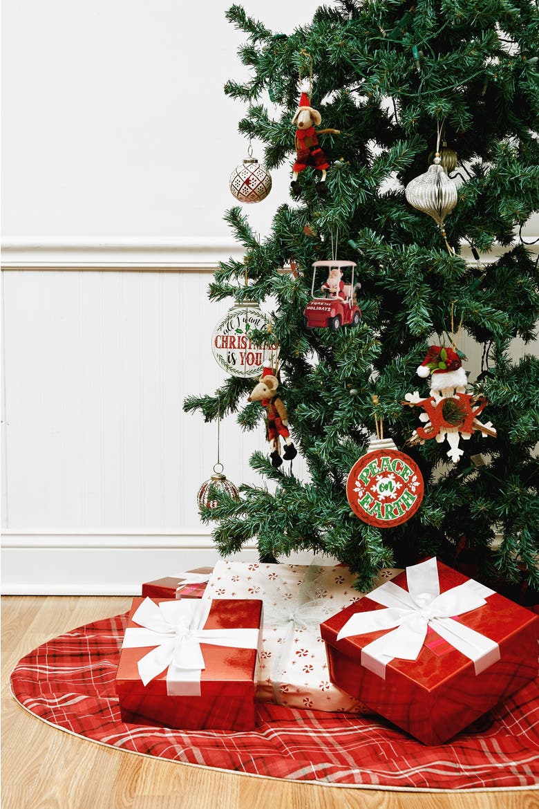 "Fore The Holidays" Santa Claus Golf Cart Christmas Tree Ornament, Alternate, color, Red