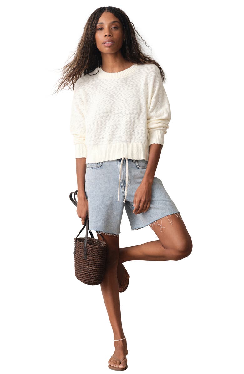 Marine Layer Sea Breeze Cotton Crewneck Sweater, Alternate, color, Antique White