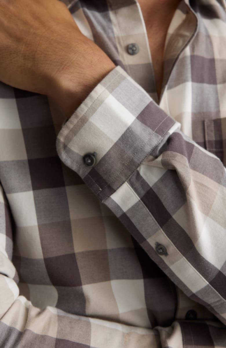UNTUCKit Greenwald Check Cotton Flannel Button-Up Shirt, Alternate, color, Brown Tan White