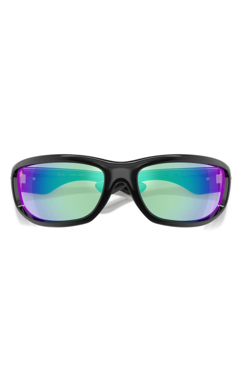 Ray-Ban x A$AP Rocky Ultra Wrap 003 86mm Mirrored Shield Sunglasses, Alternate, color, Black/ Light Grey Mirror Blue