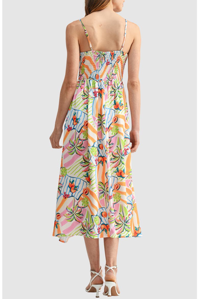 Shirred Neckline Midi Dress, Alternate, color, CONVERSATIONAL PRINT