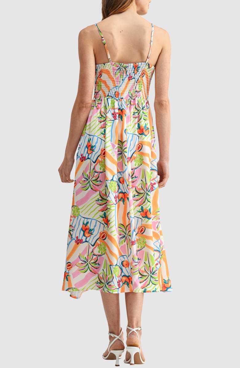 All in Favor Shirred Neckline Midi Dress, Alternate, color, Conversational Print