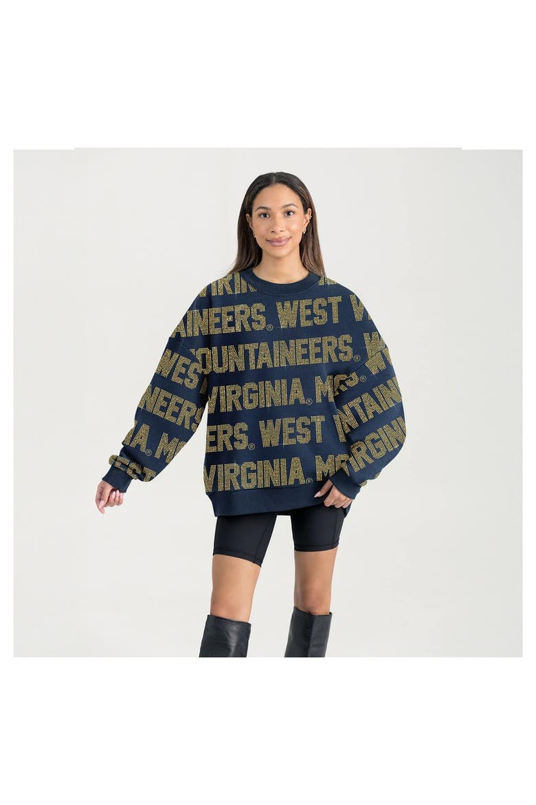 Women's Gameday Couture  Navy West Virginia Mountaineers Oversized Hype Era Sweatshirt, Main, color, Navy
