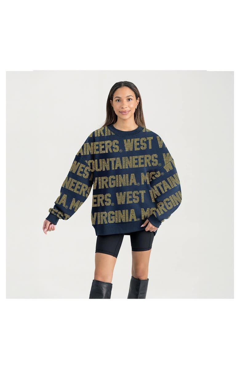 GAMEDAY COUTURE Women's Gameday Couture Navy West Virginia Mountaineers Oversized Hype Era Sweatshirt, Main, color, Navy