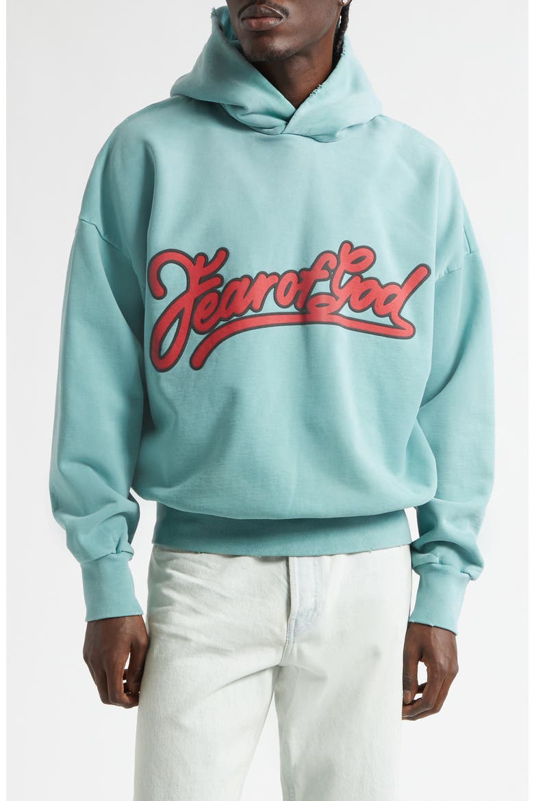 Classic Fit Fleece Logo Graphic Hoodie, Main, color, SKY