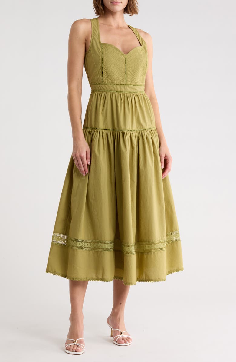 Maisie Cotton Poplin Midi Dress, Main, color, Olive