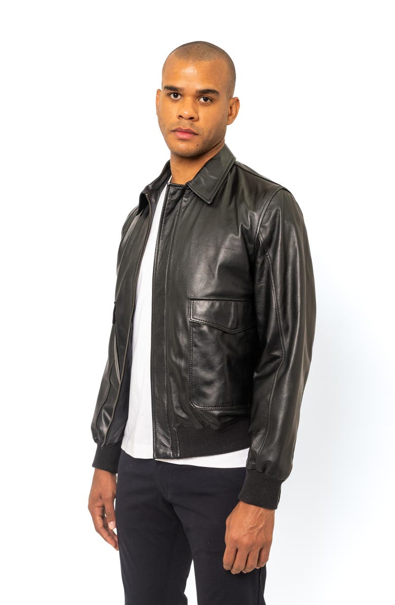 PINO BY PINOPORTE Leather Bomber Jacket, Alternate, color, Black
