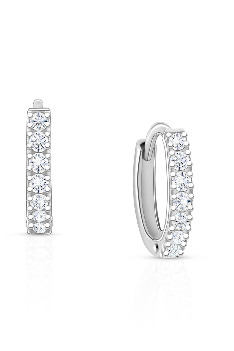Sterling Silver 11mm Timeless Pavé Huggie Hoops Earrings, Main, color, Sterling Silver