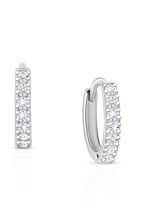 Sterling Silver 11mm Timeless Pavé Huggie Hoops Earrings