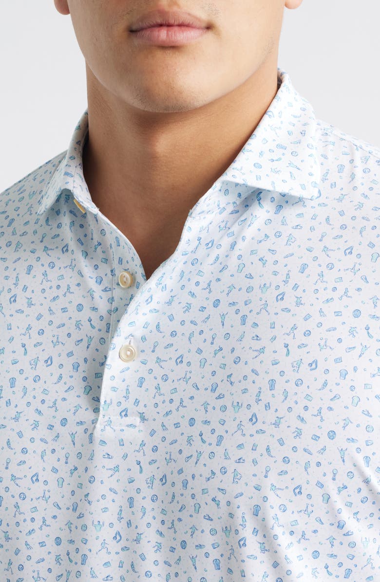 Peter Millar Goalie Soccer Print Performance Jersey Polo, Alternate, color, White