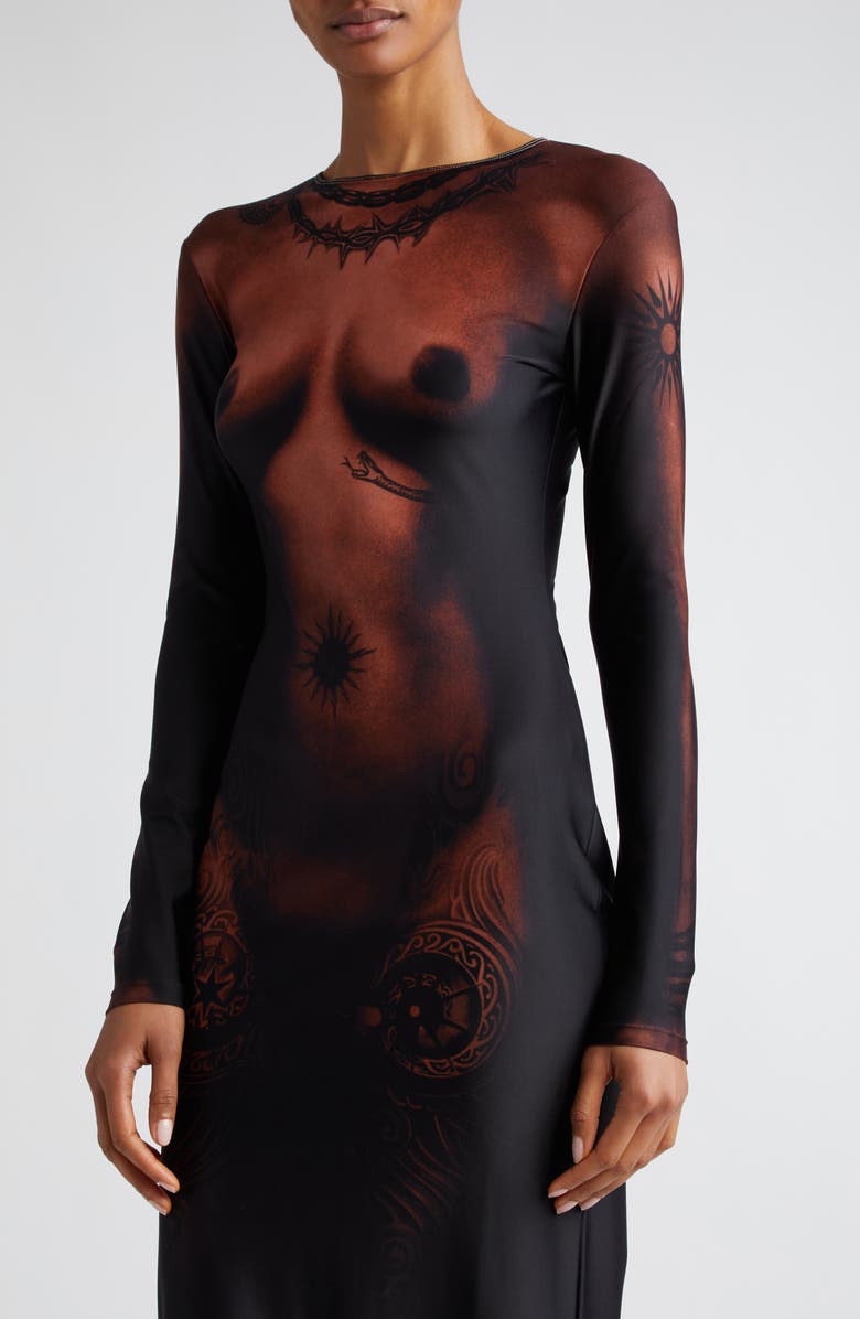 Jean Paul Gaultier Long Sleeve Maxi Dress, Alternate, color, 