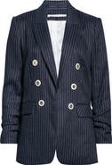 Veronica Beard Beacon Pickstitch Stripe Linen Blend Dickey Jacket