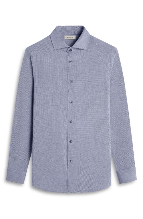 Bugatchi Devon Micro Houndstooth Ooohcotton® Button-up Shirt In Navy