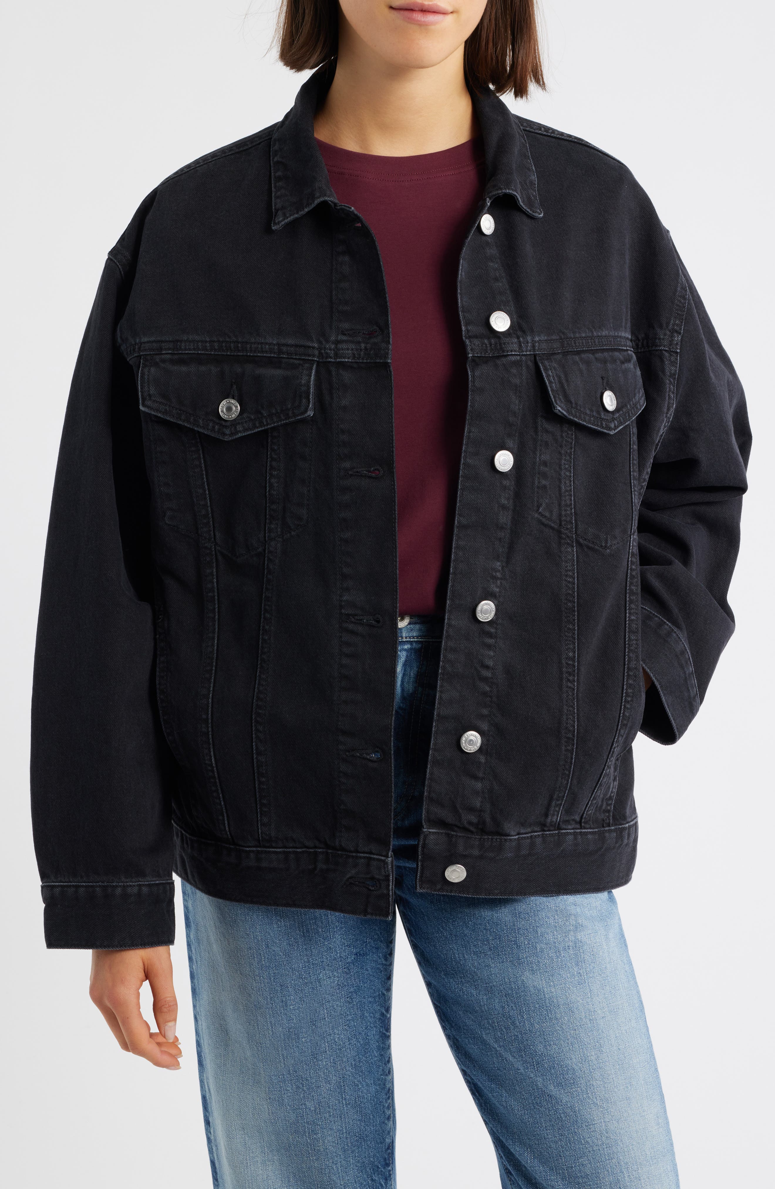 Mavi Jeans Luna Denim Trucker Jacket in Dark Smoke 