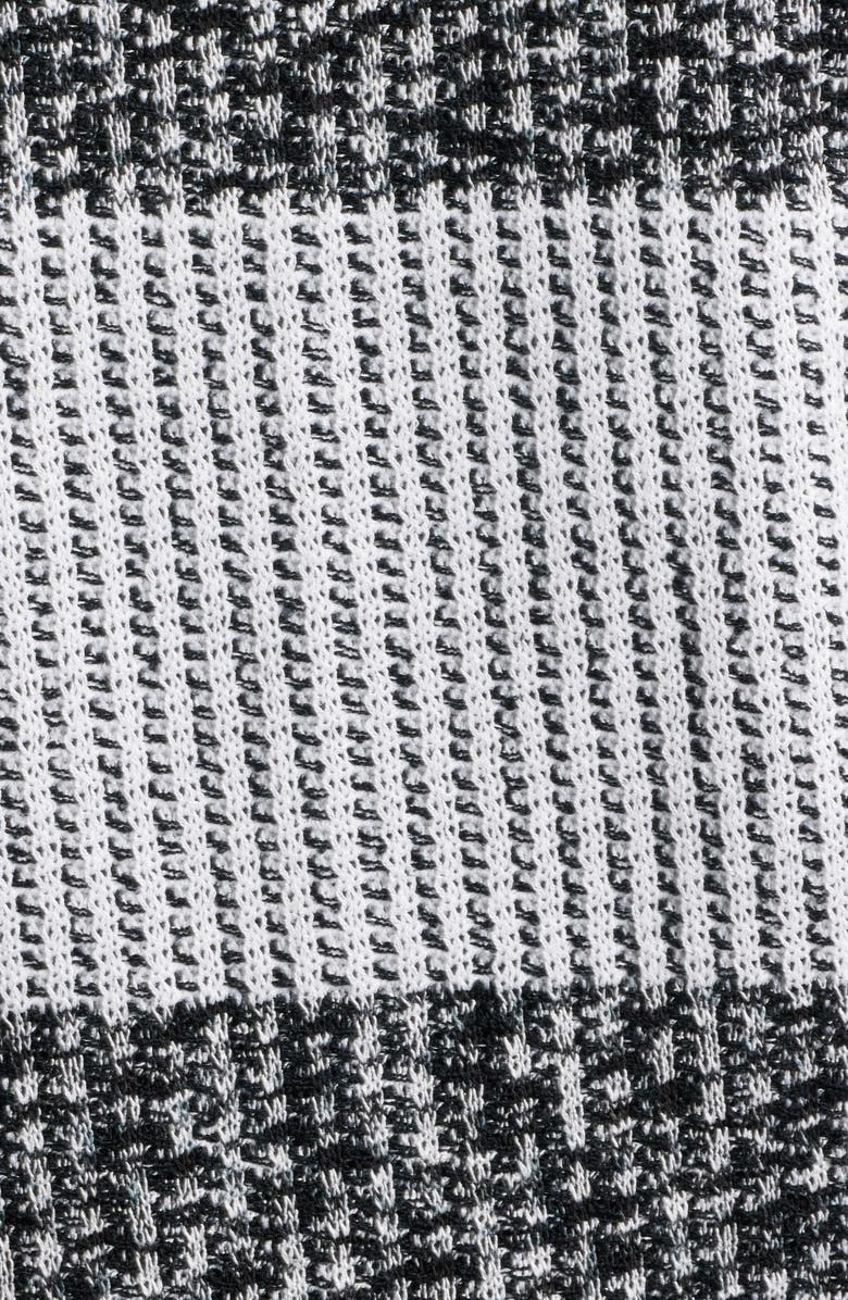 Ming Wang Mixed Media Colorblock Cardigan, Alternate, color, Black/ White