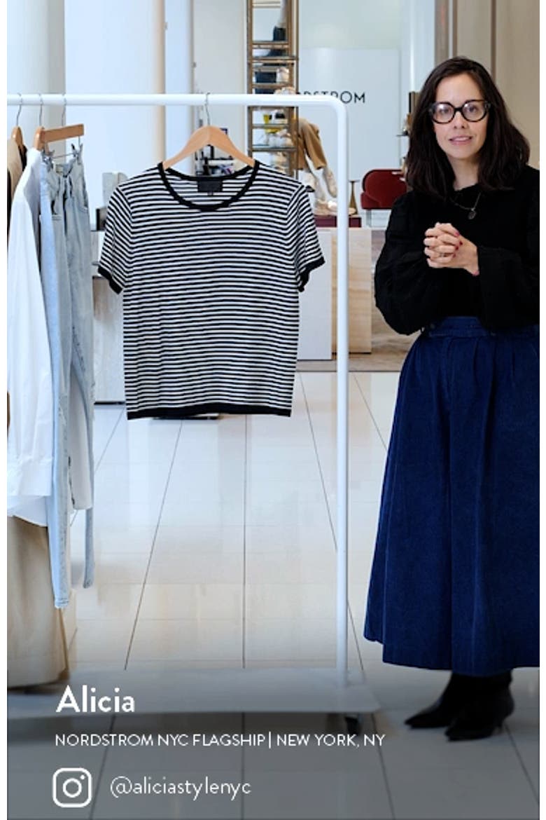 Nadette Stripe Short Sleeve Merino Wool & Silk Sweater video