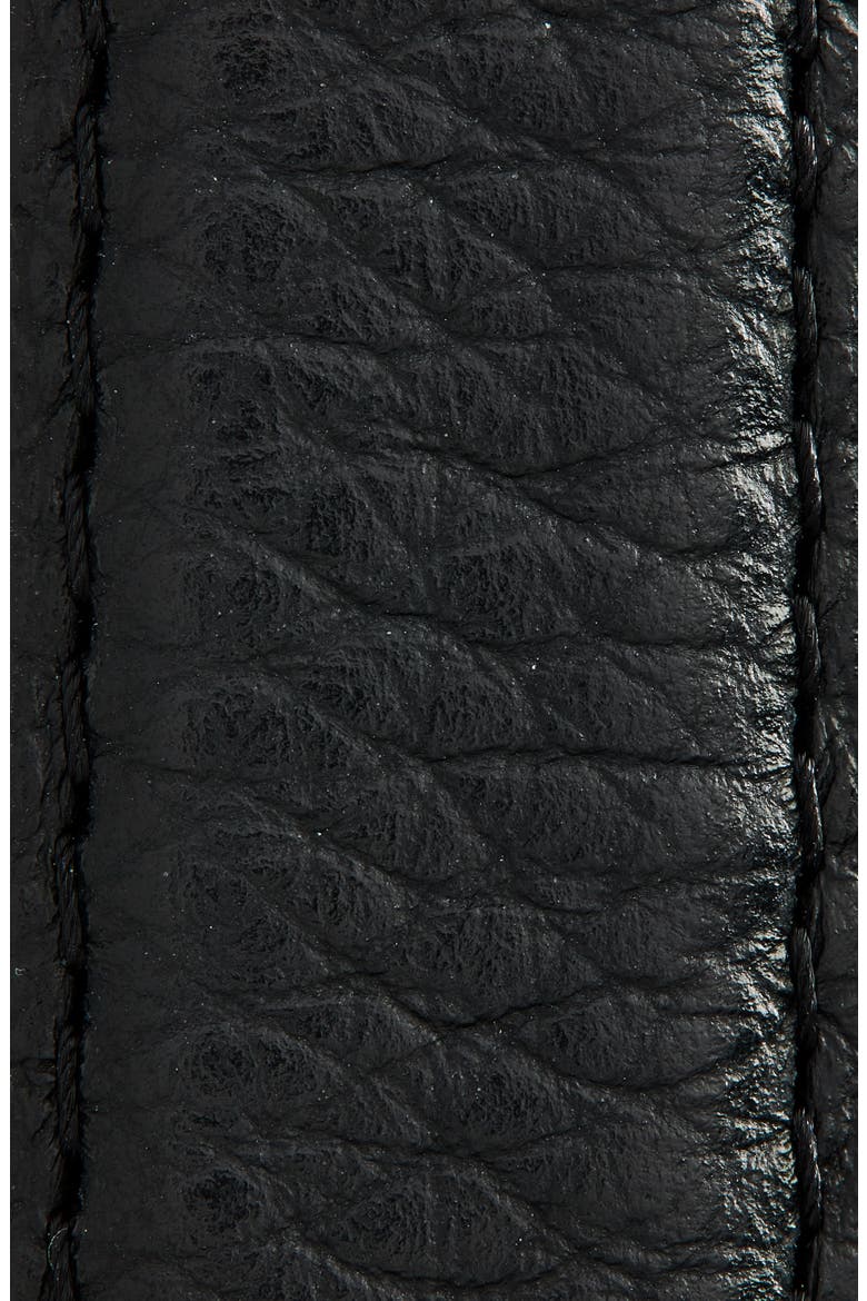 Stitched Feathered Edge Belt, Alternate, color, BLACK / ANTIQUE BRASS