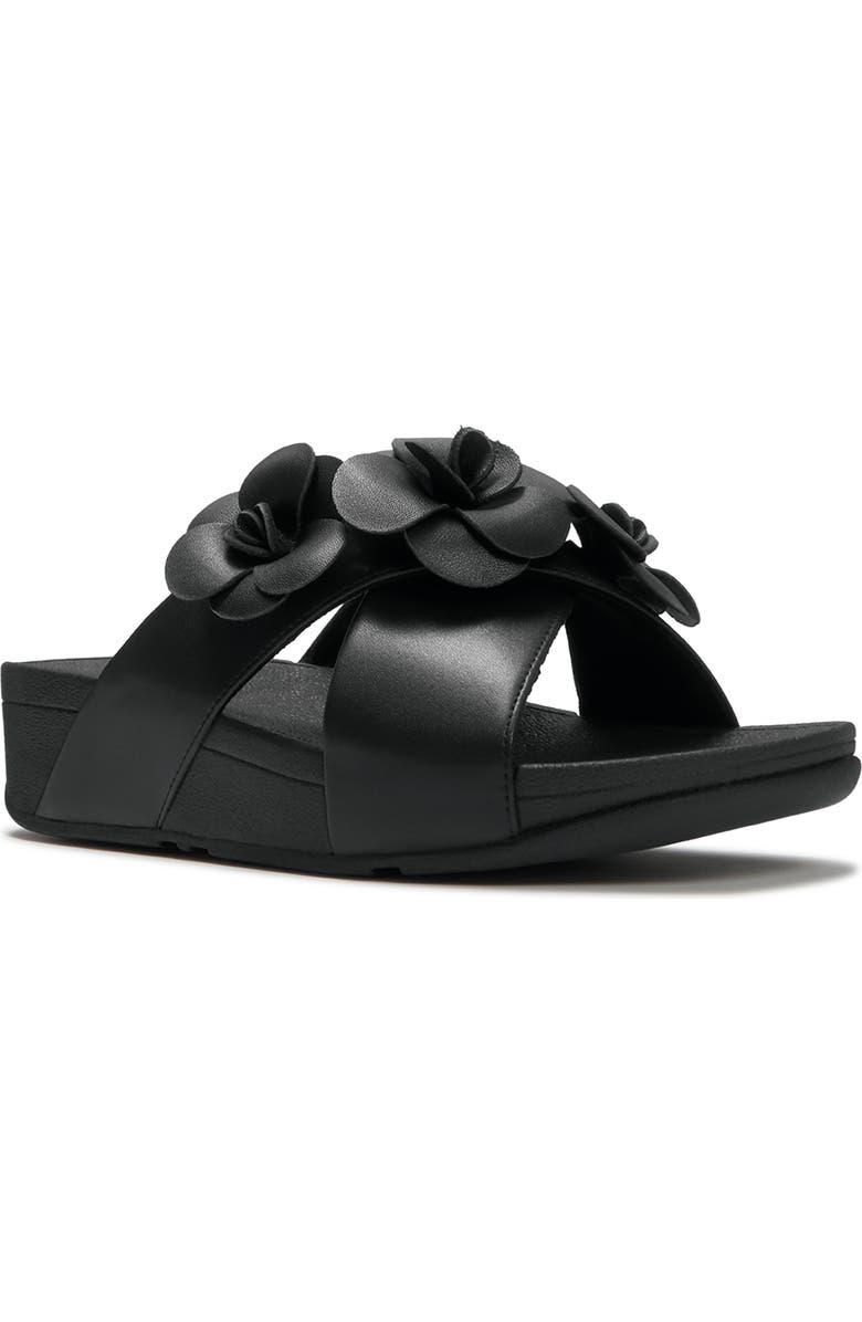 FitFlop Lulu Flower Cross Slides, Main, color, Black