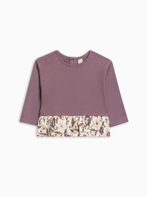 Organic Cotton Lily Long Sleeve Ruffle Hem Top (Baby)