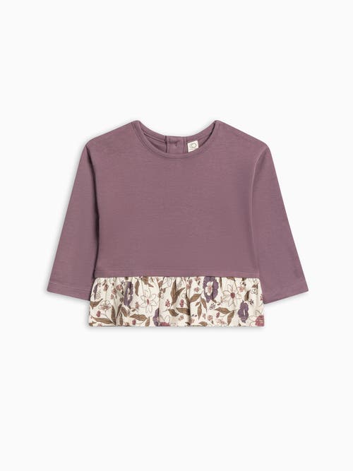 Colored Organics Babies' Organic Cotton Lily Long Sleeve Ruffle Hem Top In Purple