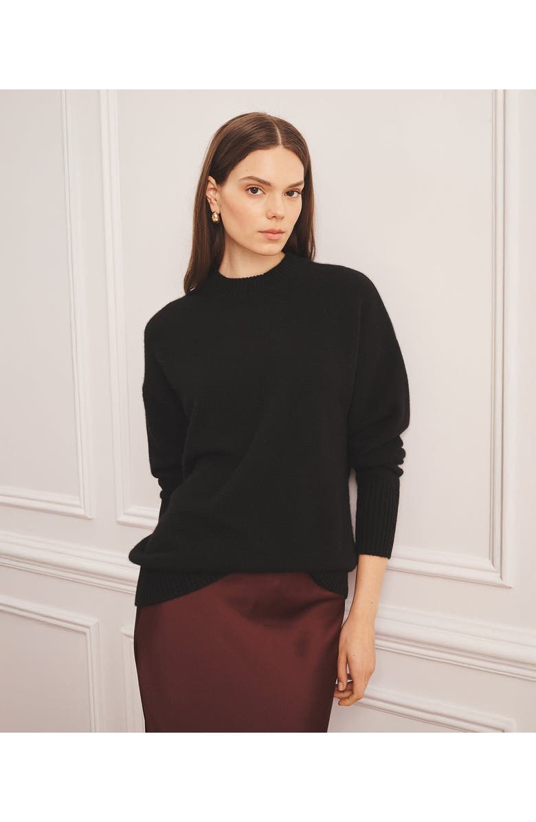 NAADAM Luxe Cashmere Oversized Crewneck Sweater, Main, color, Black