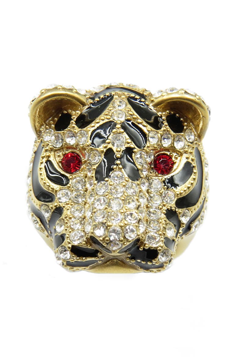 Tiger Head Ring, Alternate, color, GOLD