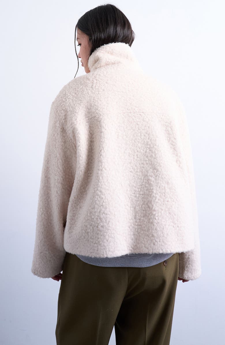 Topshop Bouclé Tab Detail Bomber Jacket, Alternate, color,
