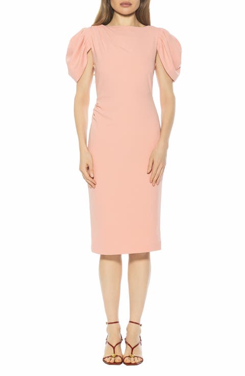 Draped Shoulder Sheath Dress