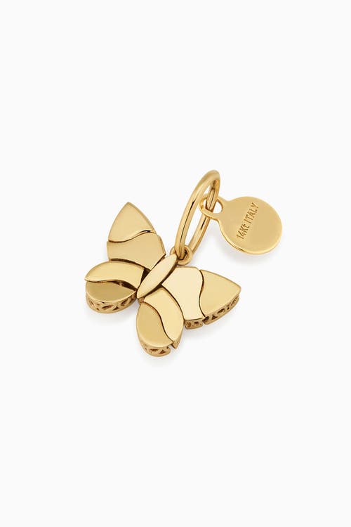 Oradina 14k Gold Mosaic Butterfly Pendant Charm In Yellow Gold, Mother Of Pearl