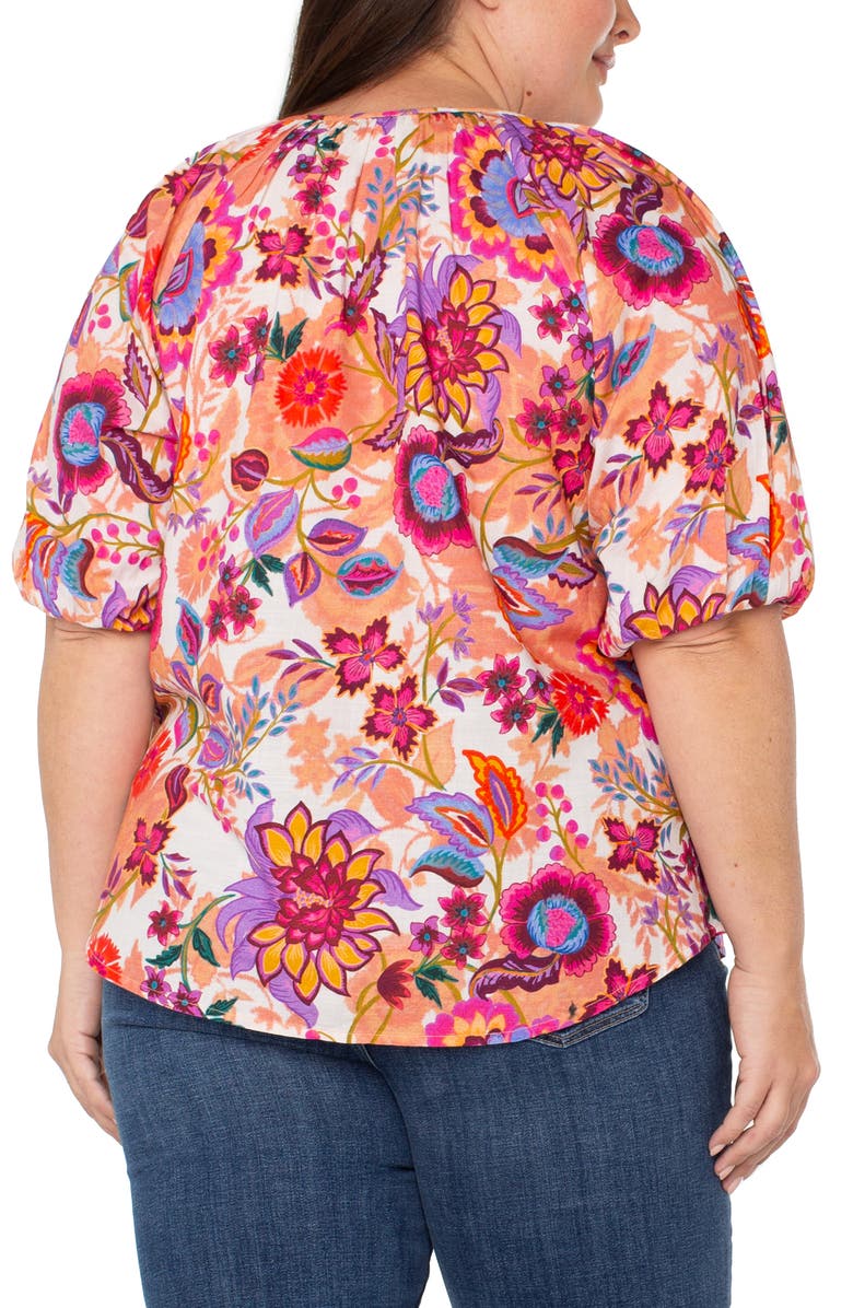 Liverpool Los Angeles Floral Print Puff Sleeve Button-Up Shirt, Alternate, color, Floral Prds Multi