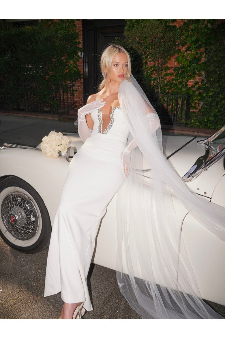 Cathedral Long Wedding Veil, Alternate, color, White