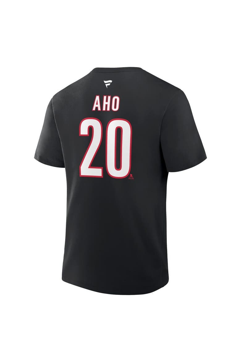 Men's Fanatics Sebastian Aho Black Carolina Hurricanes Authentic Stack Name & Number T-Shirt, Alternate, color, Black