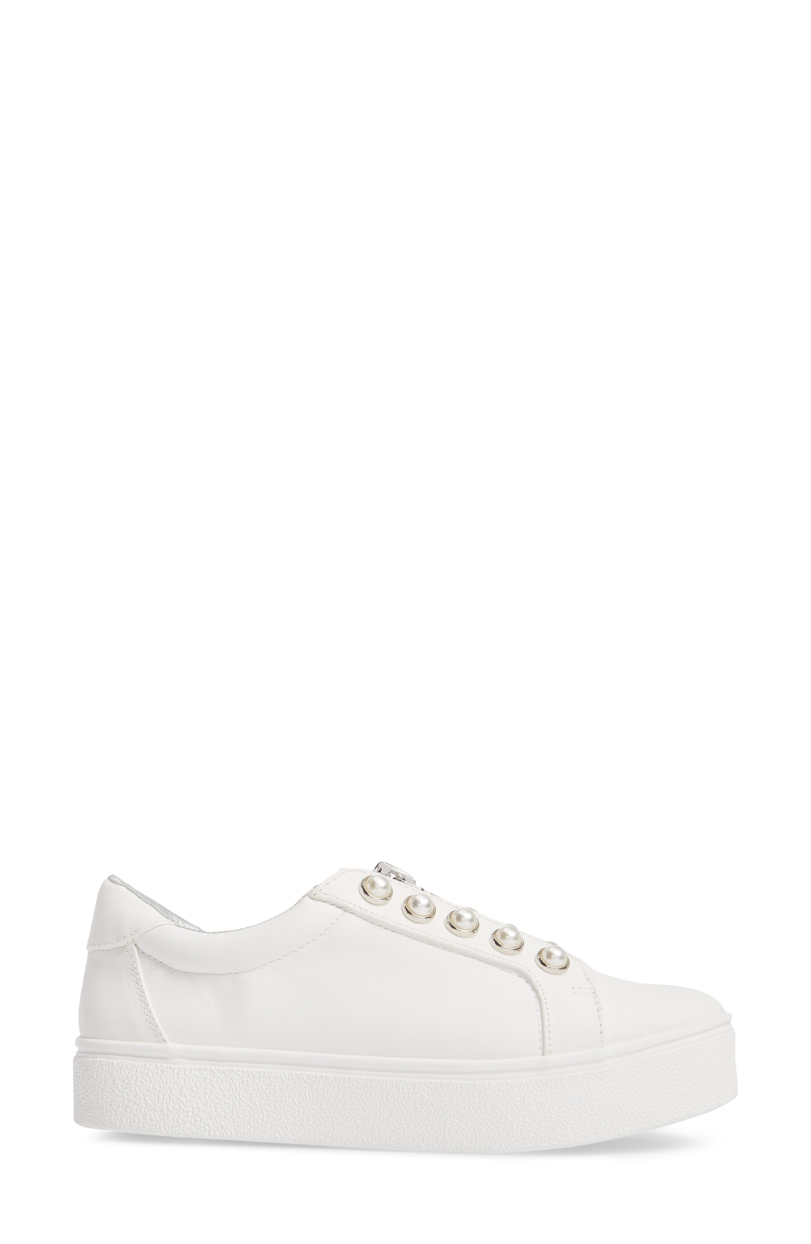 Lynn Embellished Platform Sneaker, Alternate, color, WHITE FAUX LEATHER